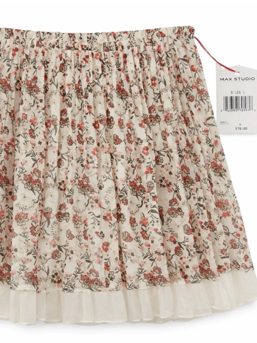 Max Studio Floral Pleated Skirt NWT Size L - Picture 3 of 4